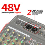 4-channel Mixer Aux Effec Mixer with XLR Output DJ Mix 48V Phantom Power for Professional Studios and Music Lovers