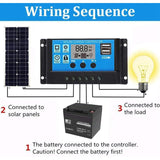 100W Solar Panel Kit 12V Battery Charger Controller for Caravan & Boat & Dual USB Solar Panel 10A Solar Controller