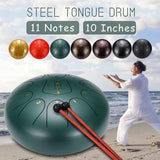 10 Inch Steel Tongue Drum 11 Notes Steel Tongue Drums Handpan Musical Percussion Instrument with Storage Bag
