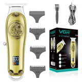 VGR Full metal barber lithium battery hair trimmer for men beard hair clipper professional electric haircut machine rechargeable