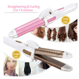 Potable 2 in 1 Professional Electric Steam Hair Straightener Hair Curler Curling Iron Wave Hair Iron Flat Iron Styling Tools