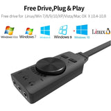 GS3 Black Virtual 7.1 Channel Sound Card Converter Adapter External USB Audio 3.5mm Headset Stereo For PC Desktop Notebook