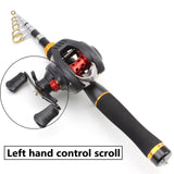 1.65m Casting Rod and Reels Carbon Rod Baitcasting Reel Travel Fishing Rod Set with Full Kits Carrier Bag feeder rod full kit