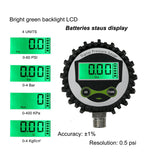 0-200psi Digital Low Pressure Gauge with 1/4'' NPT Bottom Connector and Rubber Protector 4 Different Measuring Units