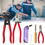 17cm Steel Glass Cutting Tools with Rubber Tips for Stained Glass Work Mosaic Tile Hand Tool Files Red