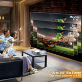 Projector with WiFi and Bluetooth 4K 1080P Projector 8000Lumen  Big Screen and Max 300'' Display Outdoor Projector