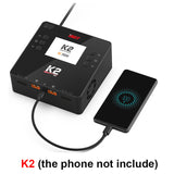 ISDT K2 Air AC 200W DC 500Wx2 20A Dual Channel Balance Lipo Charger Discharger for Lipo NiMh Pb Battery Rc Model / Smart Phone