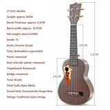 21 Inches Ukulele Creative Grape Hole Rosewood Mini Acoustic 4 String Hawaiian Guitar Instrument For Beginner Music Lovers