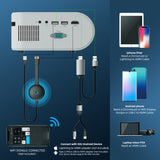 Salange P62 Mini Projector 4000 Lumens, 1920*1080P Supported LED Video Beamer For Mobile Phone Mirroring Android Optional