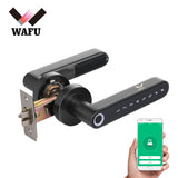 WAFU WF-016 Fingerprint Electronic Door Lock Smart Bluetooth Password Handle Lock APP Unlock Keyless Entry Support iOS/Android