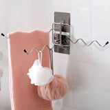 3 Layers Wall Mounted Towel Rack Stainless Steel 180 Degree Rotating Hook Hanger