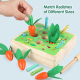 Radish Bug Game Wooden Magnetic Carrot Harvest and Crawler Catch Game Parent-Child Intercation Baby Educational Toys for Kids