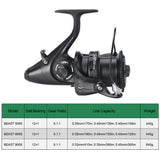 12+1 BB Spinning Reel with Front and Rear Double Drag Carp Fishing Reel Left Right Interchangeable for Saltwater Freshwater