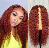 Middle part long curly hair wig chemical fiber head cover wig