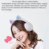 Cat Ear Headphones, LED Lights Computer Headphones, Headset Bluetooth 5.0 Headphones, Support TF Card