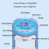 268Lbs/120Kgs Digital Hand Dynamometer Grip Strength Measurement Meter Auto Capturing Electronic Hand Grip Power