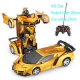 24CM 1:18 RC Car Toy Remote Transformation Robot One Key Deformation Electric Remote-controlled Toy Police Cars for Kids Boy E01