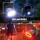 USB Rechargeable Bike Headlight Rear Light Set IPX4 Bright Bicycle Safety LED Lights Cycling Front Light Taillight Rear Lantern
