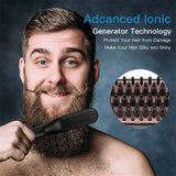 PTC Heating Hair Straightener Brush Comb Men Beard Smooth Shape Anti Static Fluffy Straight Beard Comb Electric Hair Brush