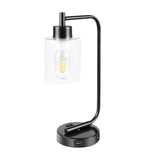 Industrial Nightstand Table Lamp E26 Bulb Dual USB Port,Iron Bedside Desk Night Lights for Bedroom Office Living,US Plug