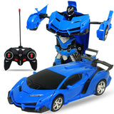 QWZ New Led Light Rc Car Transformation Robot Car 1:18 Deformation RC Car Toy Electric Deformation Models Toy For Boy Girls Gift