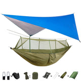 Outdoor Mosquito Net Parachute Portable Camping Hammock with Rain Fly Tarp,Nylon Hammocks Camping Hanging Sleeping Bed Swing