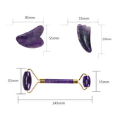 Amethyst Jade Facial Massage Roller Relax Weight Loss Natural Jade Quartz Scraper Massager Roller Jade Beauty Skin Tool XA67Z