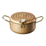 Kitchen Deep Frying Pot with Lid and Thermometer Non Stick Tempura Deep Fryer Stainless Steel French Fries Fryer Pan