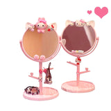 Cartoon Desktop Makeup Mirror Double sided Desktop Princess Mirror Cute Girl Student Dressing Mirror With Storage Mirror