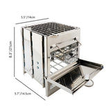 Outdoor Camping Stove Stainless Steel Cooking Equipment Portable Folding Wood Stove For Hiking Fishing BBQ With Grills