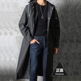 2020 new black fashion adult waterproof long men women raincoat hooded for big boy girl travel fishing climbing cycling