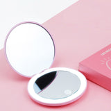 1pc portátil espelho de maquiagem led iluminado dobrável redonda ampliação cosméticos viagem beleza anel foto luz preenchimento