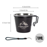 4pcs Mini Cups with Straps 70ml Stainless Steel Cups Camping Cup for Outdoor Camping Hiking Backpacking Traveling