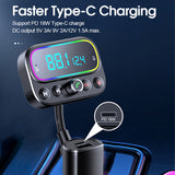 Wireless AUX Out Car Radio Modulator FM Transmitter Bluetooth Hands Free Kit MP3 Player with PD18W Type C USB Charger