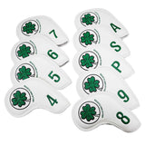 9 Pcs/Set  Golf Iron Cover PU Leather Golf Iron Headcover Waterproof Four Leaf Clover Magic Tape Golf Iron Set Drop Ship