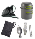 Camping Cookware Kit Outdoor  Aluminum Cooking Set Foldable Spoon Fork Knife Cup Hiking Picnic BBQ Tableware Camping Equipment