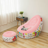 Inflatable Sofa Outdoor Inflatable Recliner Lazy Sofa With Footstool Graffiti Inflatable Sofa Camping  Portable Folding Chair
