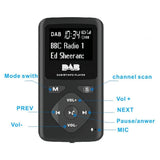 DAB/DAB Digital Radio Bluetooth 4.0 Personal Pocket FM Mini Portable Radio Earphone MP3 Micro-USB for Home
