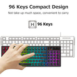 HXSJ L99 2.4G Wireless Rechargeable Keyboard Mouse Combo 96 Keys RGB Membrane Keyboard Colorful Backlight Gaming Mouse Set