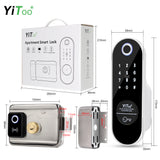 YiToo Waterproof Fingerprint Door Lock WiFi Smart Electric Lock Tuya App Remotely RFID Card Suitable For Wooden Door Metal Door