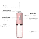 Home Portable Oral Irrigator USB Rechargeable Water Flosser Portable Dental Water Pick 220ML Water Tank Waterproof Teeth Cleaner