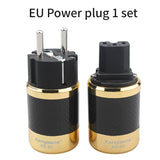 Hifi Audio Power Plug Red Copper Gold Plated Carbon Fiber IEC Connector Amplifier Cable Adapter EU Version