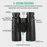 KKmoon 12×42 Binocular Daily Waterproof Telescope BAK4 High Magnification High Definition High Resolution for Outdoor Traveling