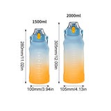Cycling Large Capacity Sports Water Bottle Graduated Fitness Straw Cup Portable Outdoor Travel Color Gradient Drinking Bottles