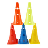 12 Inch Color Perforated Plastic Cone 10 Pack Set - Football, Football, Basketball, Agile Drill Training Venue Mark With Storage