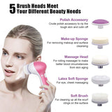 Electric Facial Cleaning Brush Multifunction Device Sonic Face Cleansing Brush Deep Cleaning Pore Skin Care Face Massage Brush