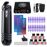 Dragonhawk New Strong Motor RCA Interface Tattoo Machine with LCD Mini Power Supply and Pro Permanent Makeup Cartridge Ink Kit