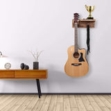 Guitar Wall Hanger Guitar Holder Wall Mount Bracket Hanger Guitar Wood Hanging with Pick Holder and 3 Hooks Carbonized