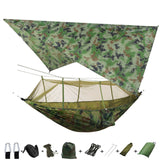 Outdoor Mosquito Net Parachute Portable Camping Hammock with Rain Fly Tarp,Nylon Hammocks Camping Hanging Sleeping Bed Swing
