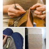 DIY Copper Handle Awl Sewing Set Leather Canvas Shoes Repair Tool Hand Stitching Leather Craft Sewing Tool Needle Punch Awl Kit